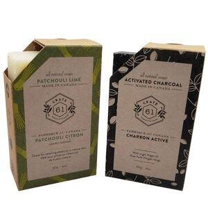 New Crate 61 Patchouli Lime & Activated Charcoal Soap All Natural Set of Two